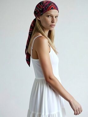ZARA‎ MULTICOLOR GEOMETRIC PRE-TIED HEAD SCARF/TURBAN RESORT-WEAR VACATION